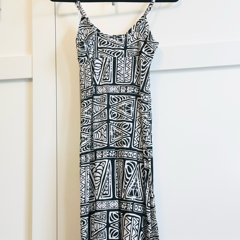 Sundress O’NEILL Maxi Dramatic Blk White Batik Adjust Strap Cotton Sz S/P S - Picture 6 of 16